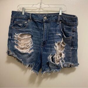 American Eagle Womens Hi Rise Festival Cut Off Shorts 18 38” Distressed Lace